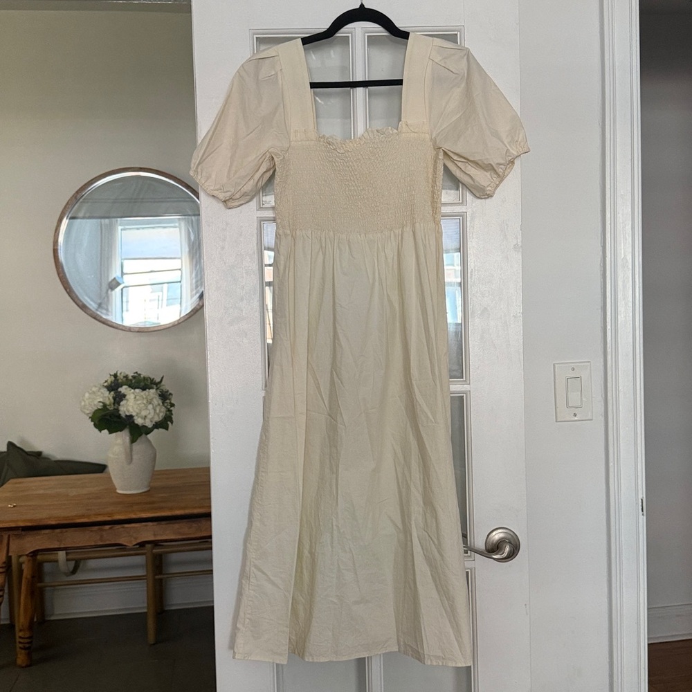 Mango Off-White Smocked Dress